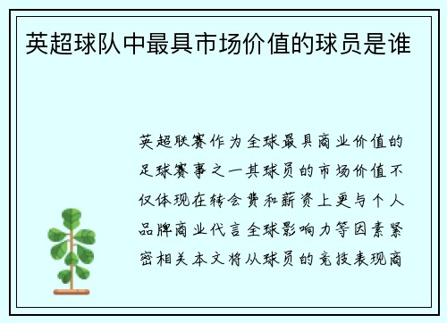 英超球队中最具市场价值的球员是谁